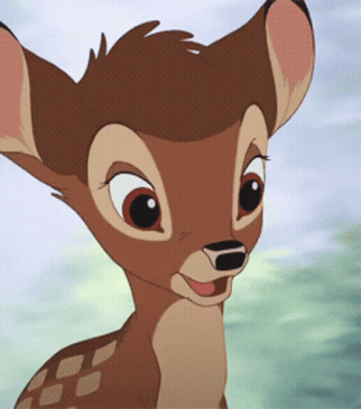 A Close Up Of A Cartoon Deer 'S Face GIF
