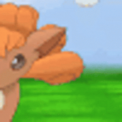 A Close Up Of A Cartoon Deer Standing In A Grassy Field . GIF