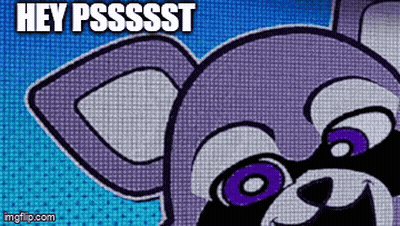 A Close Up Of A Cartoon Dog With Purple Eyes And The Words Hey Psssst GIF