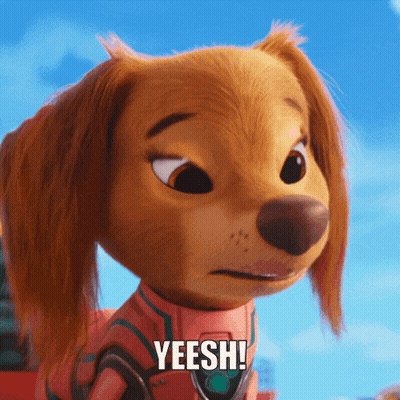 A Close Up Of A Cartoon Dog With The Words Yeesh On The Bottom GIF