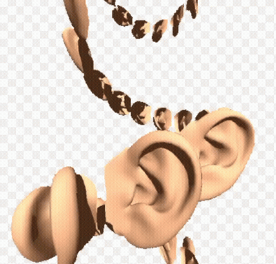 A Close Up Of A Cartoon Ear With A Necklace Around It GIF