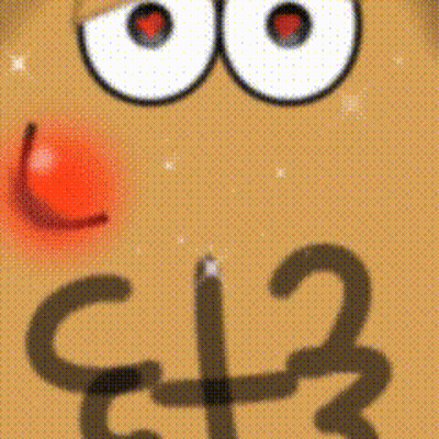 A Close Up Of A Cartoon Face With A Red Nose And The Number 3 Written In Black GIF