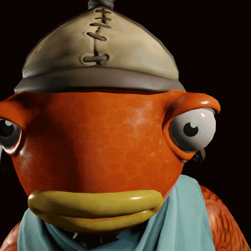 A Close Up Of A Cartoon Fish Wearing A Hat GIF