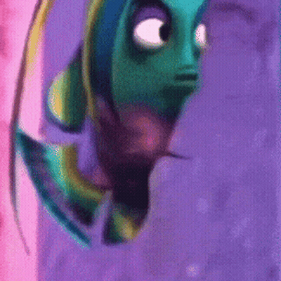 A Close Up Of A Cartoon Fish With A Purple Background . GIF