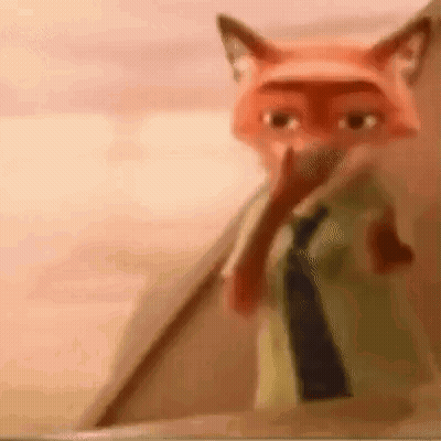 A Close Up Of A Cartoon Fox Holding A Stick . GIF