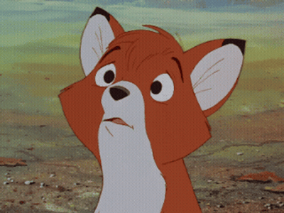 A Close Up Of A Cartoon Fox With A Sad Look On His Face GIF