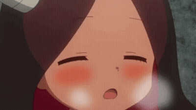 A Close Up Of A Cartoon Girl 'S Face With Her Eyes Closed And Her Mouth Open . GIF