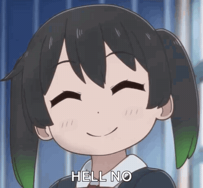 A Close Up Of A Cartoon Girl Smiling And Saying Hell No . GIF