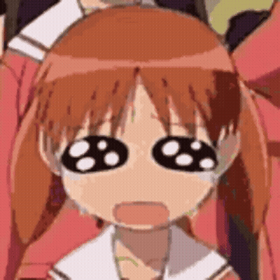 A Close Up Of A Cartoon Girl With Big Eyes Making A Sad Face . GIF