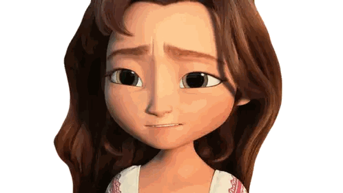 A Close Up Of A Cartoon Girl With Brown Hair Making A Sad Face Sticker