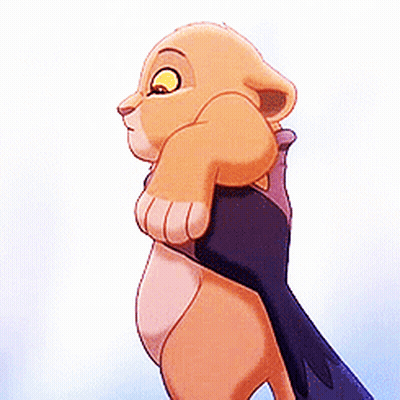 A Close Up Of A Cartoon Lion Holding Another Lion GIF