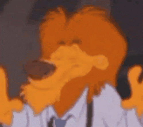 A Close Up Of A Cartoon Lion Wearing A Suit And Tie . GIF