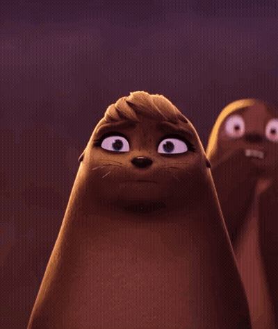 A Close Up Of A Cartoon Otter With A Surprised Look On Her Face GIF
