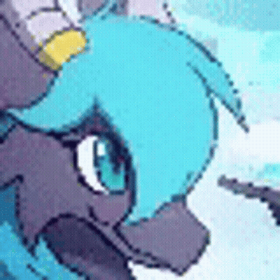 A Close Up Of A Cartoon Pony With A Blue Mane Standing In The Snow . GIF