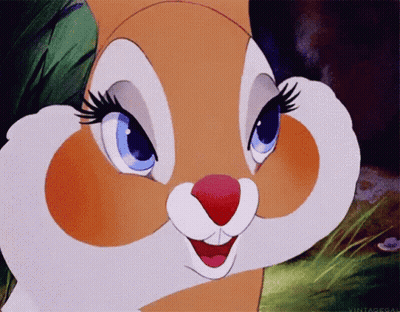 A Close Up Of A Cartoon Rabbit 'S Face With The Caption Vintagegal GIF