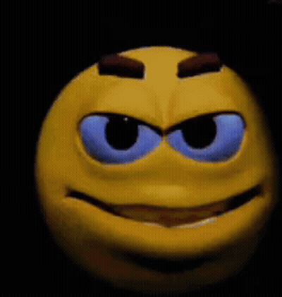 A Close Up Of A Cartoon Smiley Face With Big Eyes GIF