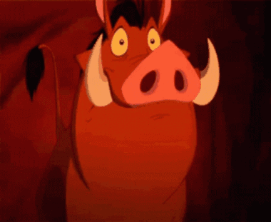 A Close Up Of A Cartoon Warthog With Big Eyes GIF