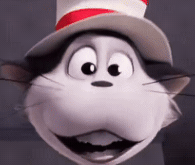 A Close Up Of A Cat In The Hat 'S Face GIF