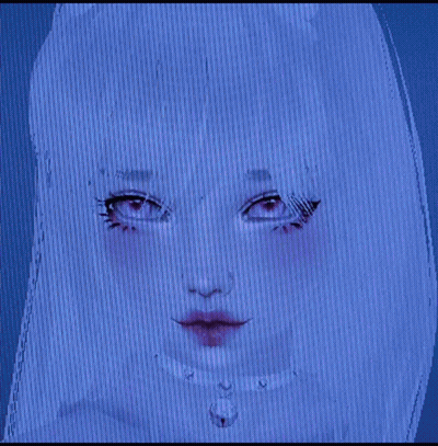 A Close Up Of A Cat 'S Face In A Blue Screen GIF