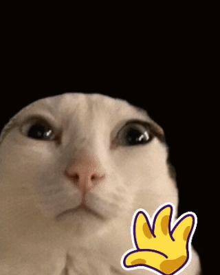 A Close Up Of A Cat 'S Face With A Sticker Of A Hand GIF