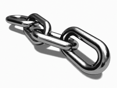 a close up of a chain on a white surface