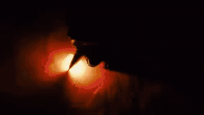 A Close Up Of A Chicken 'S Head In The Dark With The Sun Shining Through Its Beak . GIF