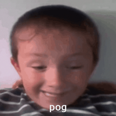 A Close Up Of A Child 'S Face With The Word Pog On The Bottom GIF