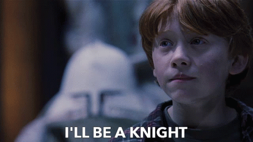 A Close Up Of A Child 'S Face With The Words I 'Ll Be A Knight Below It GIF