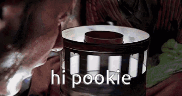 A Close Up Of A Container With The Words Hi Pookie On It . GIF