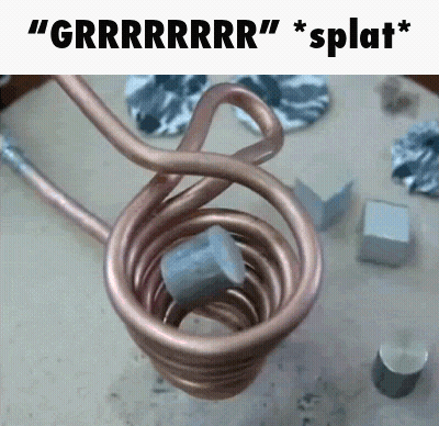 A Close Up Of A Copper Spiral With The Words " Grrrrrrr " Written On The Top GIF