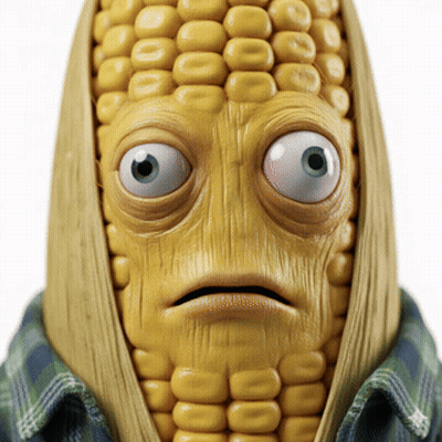 A Close Up Of A Corn On The Cob Making A Funny Face GIF