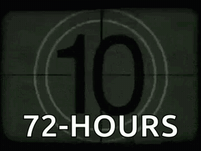A Close Up Of A Countdown Clock With The Words `` 72 Hours '' On It . GIF