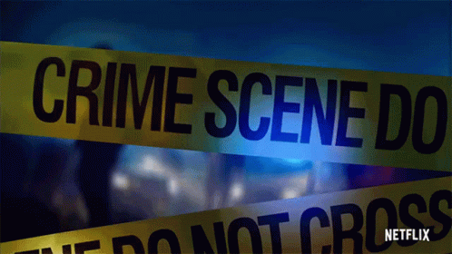 A Close Up Of A Crime Scene Tape That Says " Crime Scene Do " GIF