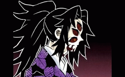 A Close Up Of A Demon Slayer Character With Red Eyes . GIF