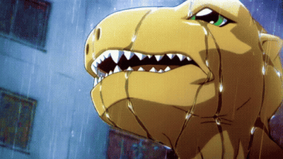 A Close Up Of A Dinosaur 'S Face With Water Dripping From Its Mouth GIF