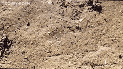 A Close Up Of A Dirt Surface With The Word Compostm Written On The Bottom GIF