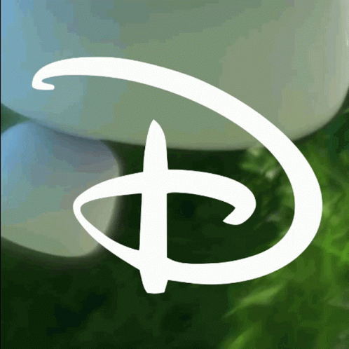 A Close Up Of A Disney Logo With A Green Background GIF