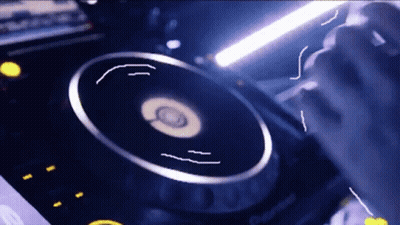 A Close Up Of A Dj 'S Turntable That Says Pioneer GIF
