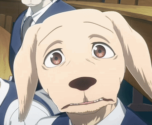A Close Up Of A Dog 'S Face With A Sad Look On His Face GIF