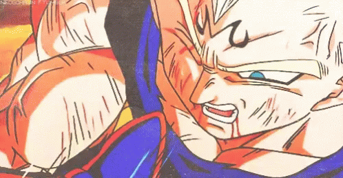 A Close Up Of A Dragon Ball Z Character 'S Face With Blood On It GIF
