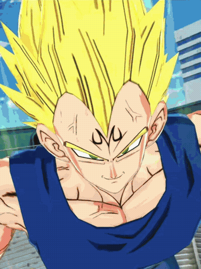 A Close Up Of A Dragon Ball Z Character With A Blue Shirt GIF