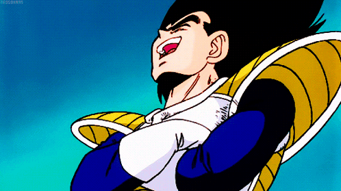 A Close Up Of A Dragon Ball Z Character With A Blue Sky Behind Him GIF