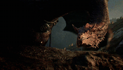 A Close Up Of A Dragon 'S Head And Neck GIF