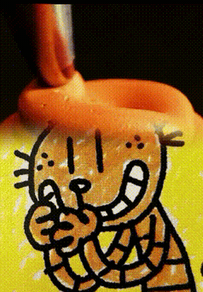 A Close Up Of A Drawing Of A Person Holding A Straw GIF