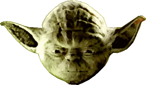 A Close Up Of A Drawing Of Yoda 'S Face With A White Background Sticker