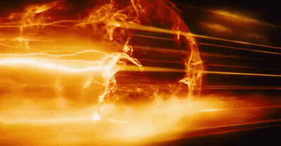 A Close Up Of A Fireball With Lightning Coming Out Of It 'S Mouth GIF