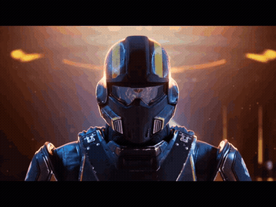A Close Up Of A Futuristic Soldier 'S Face With A Helmet That Says ' A ' On It GIF