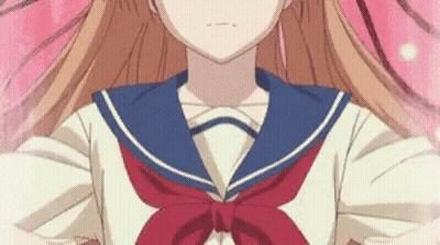 A Close Up Of A Girl In A School Uniform With Long Hair GIF