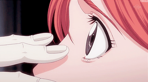 A Close Up Of A Girl 'S Eye With A Tv Tokyo Logo In The Background GIF