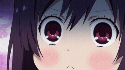 A Close Up Of A Girl 'S Eyes With A Purple Background GIF